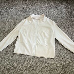 SHEIN Cream Ribbed Zip-Up Jacket